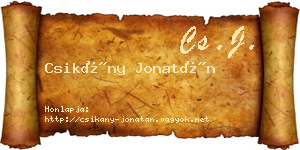 Csikány Jonatán névjegykártya